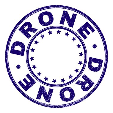 Grunge dokulu dron damga mühür yuvarlak