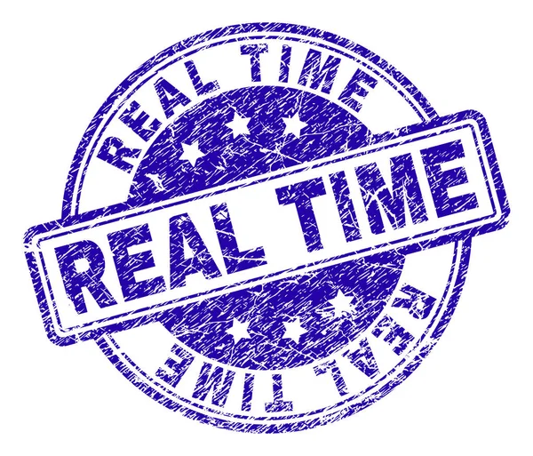 Sigillo francobollo REAL TIME strutturato graffiato — Vettoriale Stock