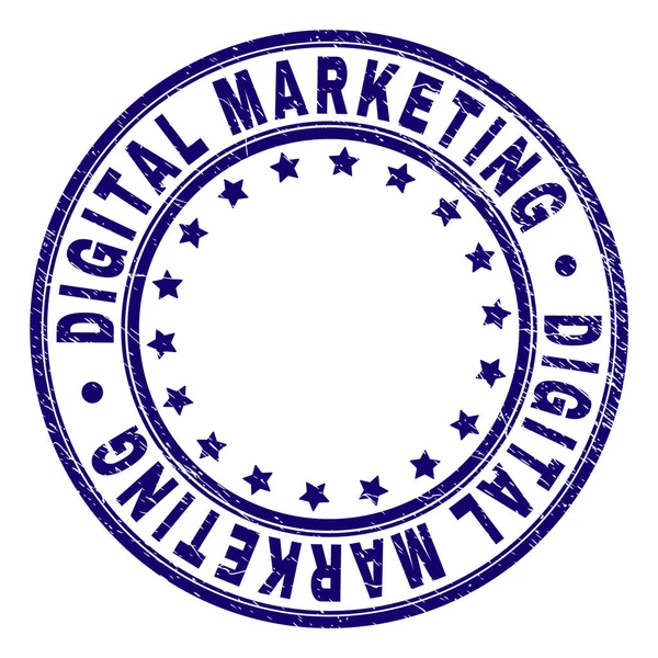 Grunge texturiertes digitales Marketing rundes Stempelsiegel — Stockvektor