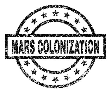 Grunge Mars kolonizasyon damga mühür dokulu