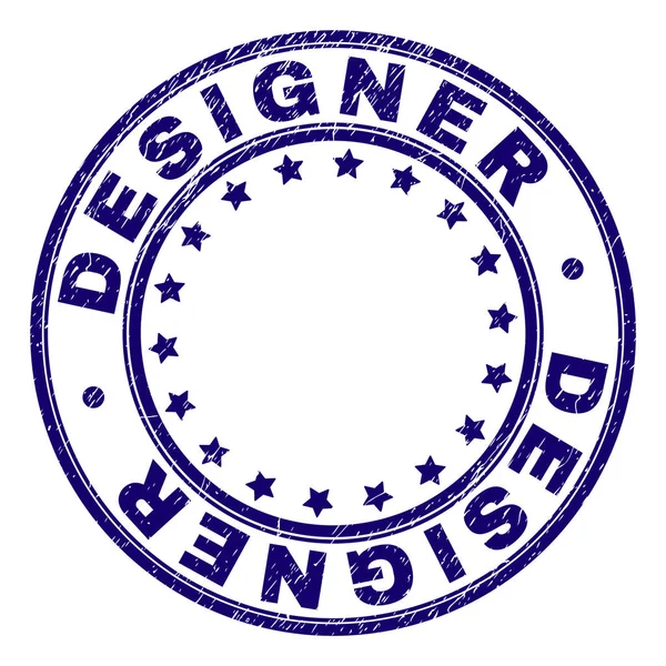 Sceau de timbre rond texturé rayé DESIGNER — Image vectorielle