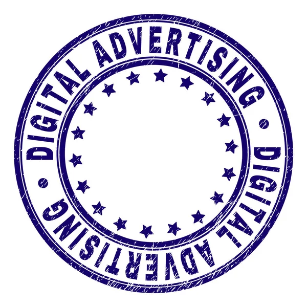 Grunge Textured Digital ADVERTISING Round Stamp Seal — стоковый вектор
