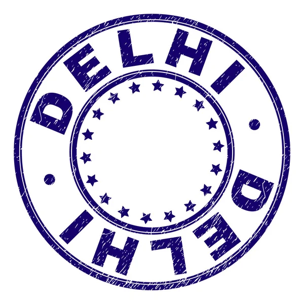 Repad texturerat Delhi runda stämpelplatta — Stock vektor