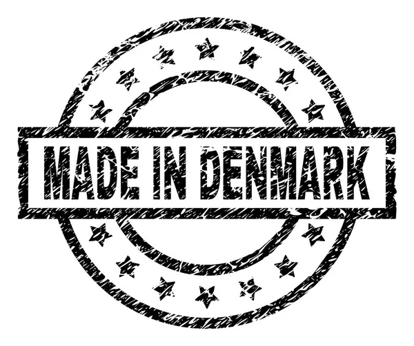 Grunge Textured MADE IN DENMARK Stamp Seal — Stock Vector