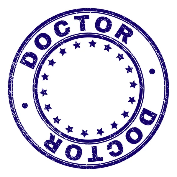 Scratched Textured DOCTOR Round Stamp Seal — Stock Vector