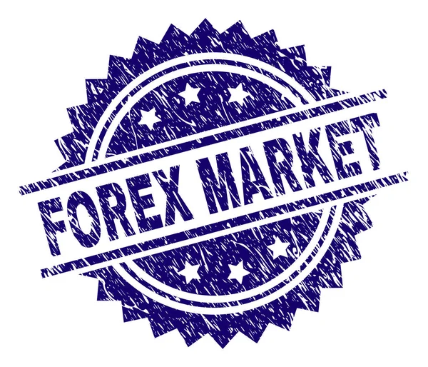 Selo de carimbo texturizado riscado FOREX MARKET — Vetor de Stock