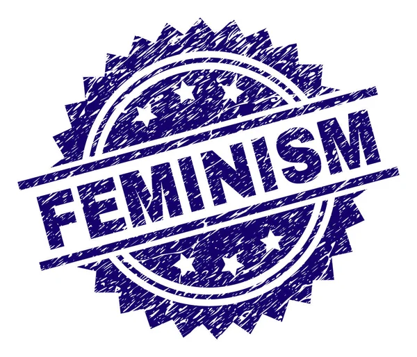 Gekrast getextureerde feminisme stempel-zegel — Stockvector