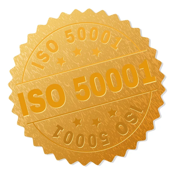 Золотий Iso 50001 медальйон штамп — стоковий вектор
