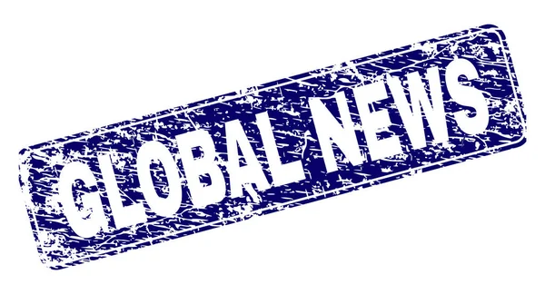 Grunge Global News ingelijst afgeronde rechthoek stempel — Stockvector