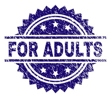 Yetişkinler için damga mühür filigran sıkıntı tarzı ile. Mavi vektör kauçuk baskı retro doku ile yetişkinler için resim yazısı.