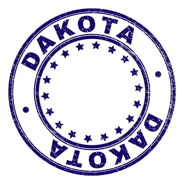 Selo de carimbo redondo DAKOTA texturizado riscado —  Vetores de Stock