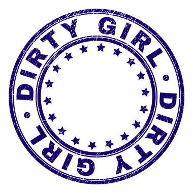Grunge dokulu yuvarlak damga mühür kirli kız