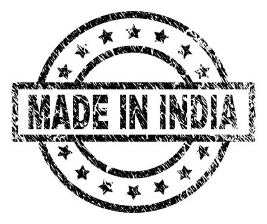 Scratched Textured MADE IN INDIA Stamp Seal clipart