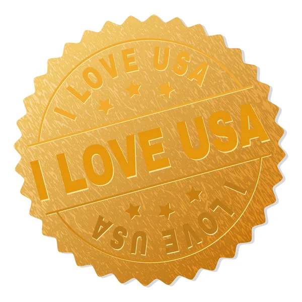 Gold ich liebe usa badge stamp — Stockvektor
