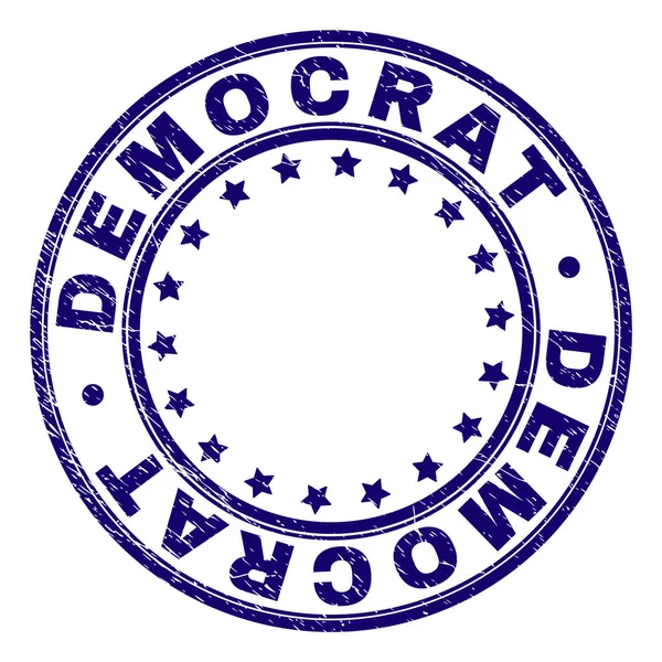 格朗格纹理的民主党圆邮票印章 — 图库矢量图片