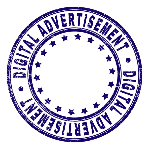 Grunge Textured Digital ADVERTISEMENT Round Stamp Seal — стоковый вектор