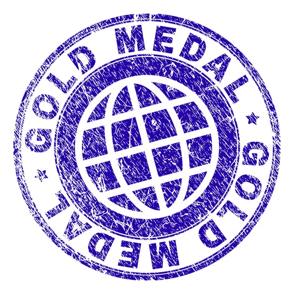 Zerkratzte texturierte Goldmedaillenstempel — Stockvektor