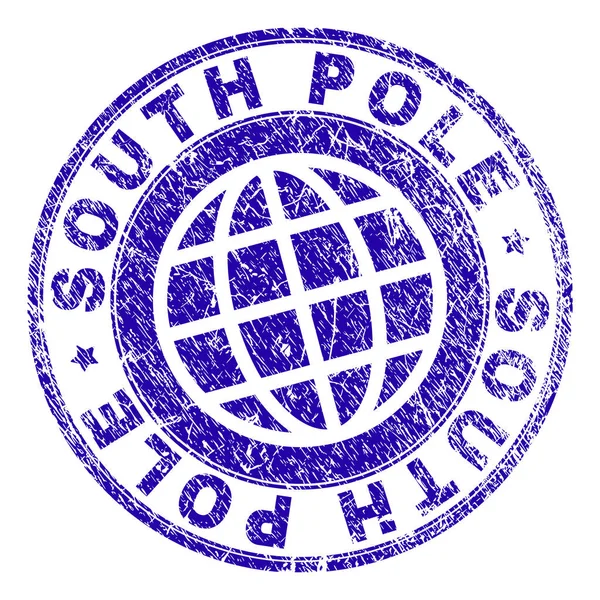 Scratched Textured SOUTH POLE Stamp Seal — Stock Vector