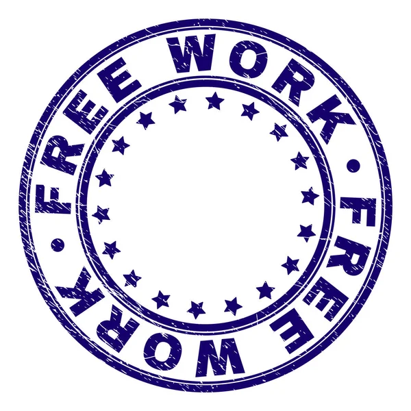 Selo de carimbo redondo de trabalho livre texturizado raspado — Vetor de Stock