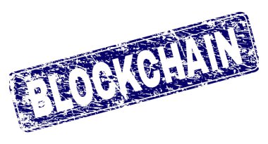 Yuvarlatılmış dikdörtgen damga çizik Blockchain çerçeveli