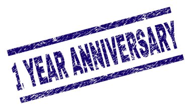 Grunge 1 yıl yıldönümü damga mühür dokulu