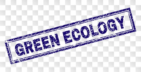 Karcos zöld ökológia téglalap bélyegző — Stock Vector