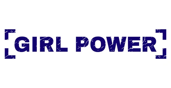 Graffiato strutturato GIRL POWER sigillo timbro tra gli angoli — Vettoriale Stock