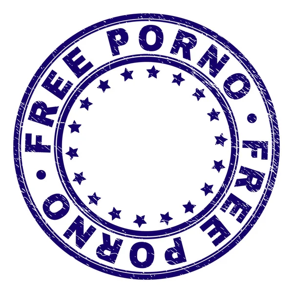 Scratched Textured FREE PORNO Round Stamp Seal — Stock Vector