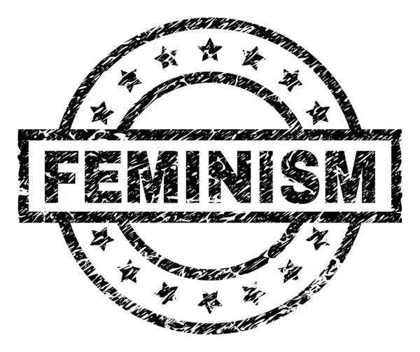 Grunge feminizm damga mühür dokulu — Stok Vektör