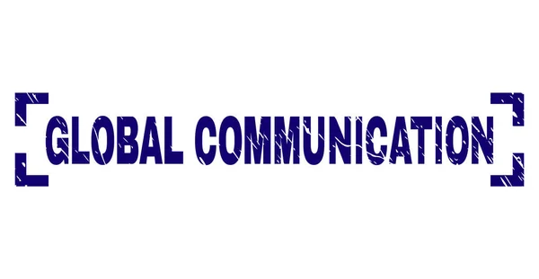 グランジ テクスチャのコーナー間のグローバル ・ コミュニケーション スタンプ シール — ストックベクタ
