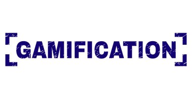 Dokulu Gamification damga mühür köşeler arasında çizik