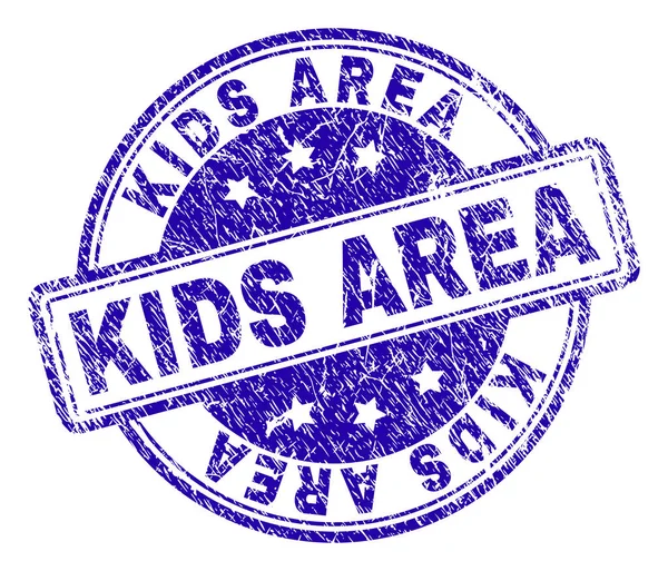 Scratched Textured KIDS AREA Stamp Seal — Stock Vector