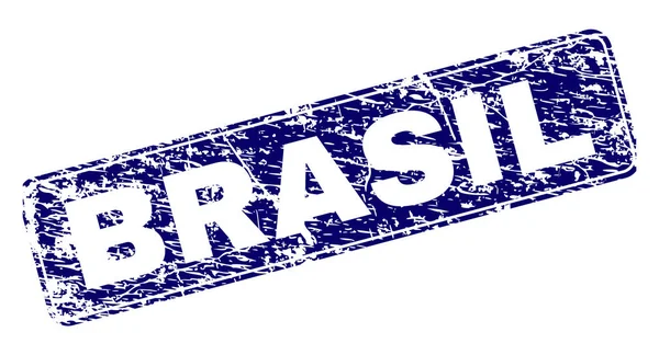 Grunge BRASIL Timbre rectangulaire arrondi encadré — Image vectorielle