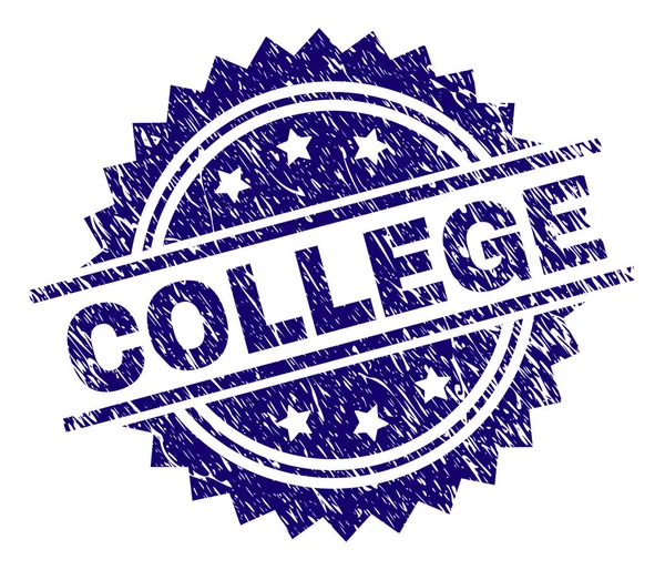 Scratched Textured COLLEGE Stamp Seal — Stock Vector