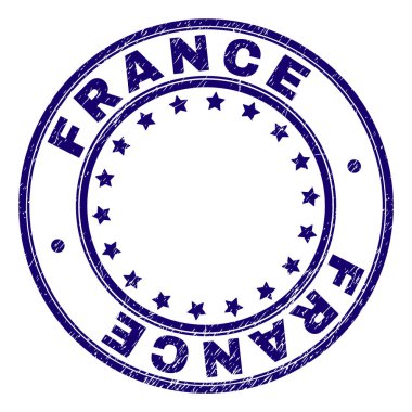 Grunge Fransa damga mühür yuvarlak dokulu