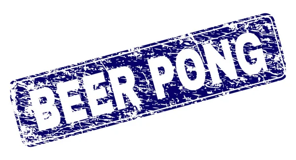 Selo de retângulo arredondado emoldurado PONG de cerveja riscada — Vetor de Stock