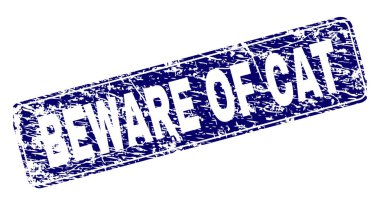 Grunge dikkat kedi çerçeveli yuvarlatılmış dikdörtgen damga