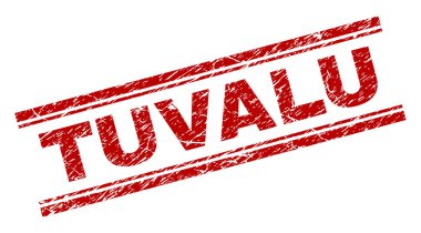 Tuvalu mühür doku ile yazdırma. Toz doku ile Tuvalu metnin kırmızı vektör kauçuk bastır Metin etiketi çift paralel çizgi arasında yer alıyor.