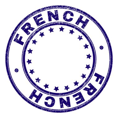 Grunge Fransız yuvarlak damga mühür dokulu