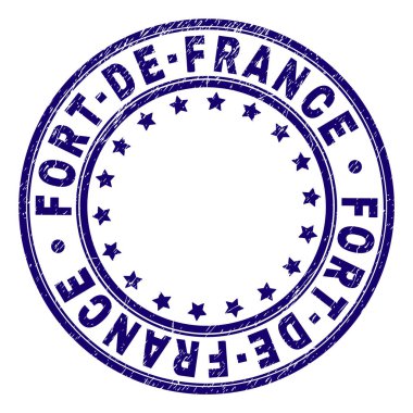 Grunge Fort-De-France damga mühür yuvarlak dokulu