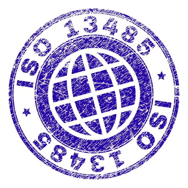 Selo de carimbo ISO 13485 texturizado riscado — Vetor de Stock