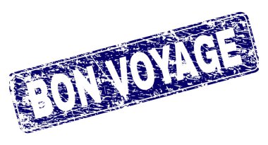 Yuvarlatılmış dikdörtgen damga çizilmiş Bon Voyage çerçeveli