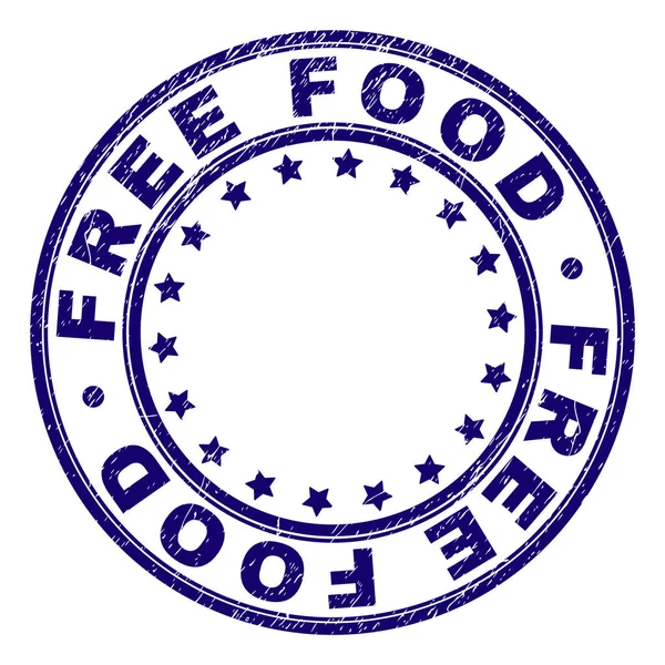 Scratched Textured FREE FOOD Round Stamp Seal — Stock Vector