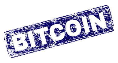 Yuvarlatılmış dikdörtgen damga grunge Bitcoin çerçeveli