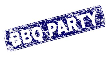 Yuvarlatılmış dikdörtgen damga grunge Barbekü partisi çerçeveli