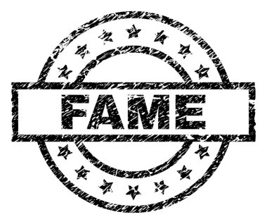 Şöhret damga mühür filigran sıkıntı tarzı ile. Dikdörtgen, daire ve yıldız ile tasarlanmıştır. Siyah vektör kauçuk baskı kirli doku ile şöhret metnin.