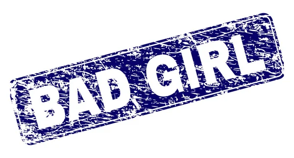 Γδαρμένο κακό κορίτσι πλαισιωμένο σφραγίδα στρογγυλεμένο ορθογώνιο — Διανυσματικό Αρχείο