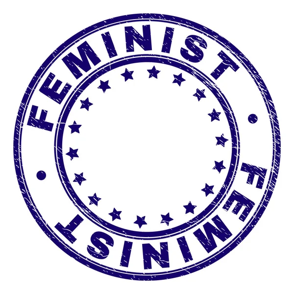 Selo de carimbo redondo FEMINIST texturizado Grunge —  Vetores de Stock