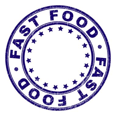 Grunge Fast Food damga mühür yuvarlak dokulu