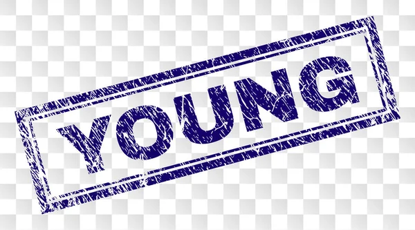 Selo de retângulo de grunge YOUNG — Vetor de Stock
